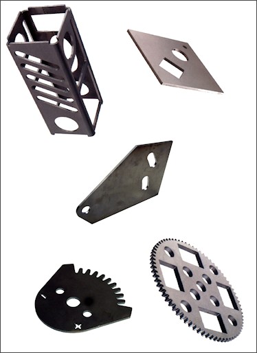 Sample of laser cut components that can be cut from mild steel, stainless steel, wood, perspex, rubber and galvanised steel.